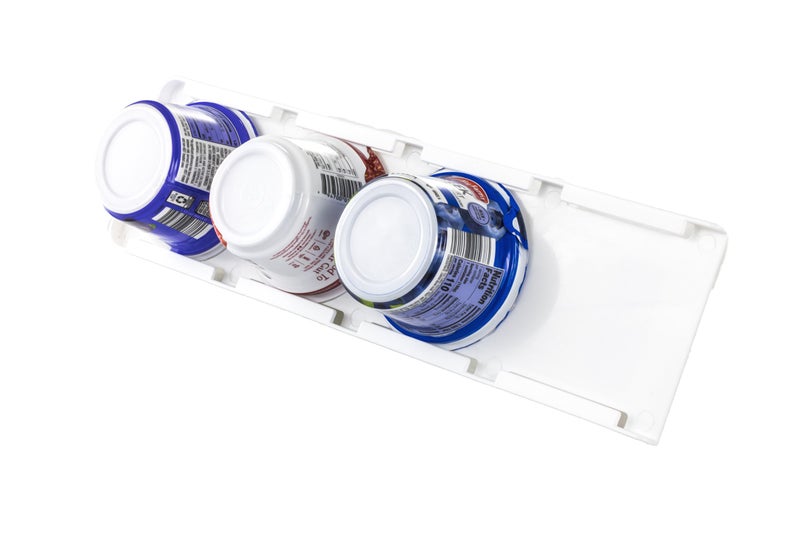 Storage Theory Yogurt Organizer for Fridge - Peel & Stick Fridge Storage Organizer - Holds up to 4 Wide-Mouth Vegan and Greek Yogurt Cups - White 1 Pack - Image 1
